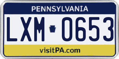 PA license plate LXM0653