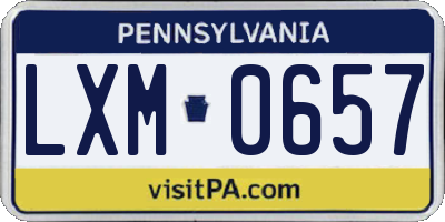 PA license plate LXM0657