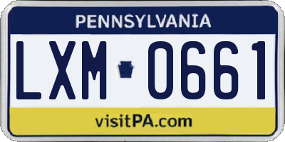 PA license plate LXM0661