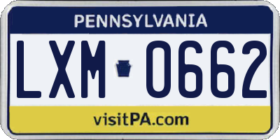 PA license plate LXM0662