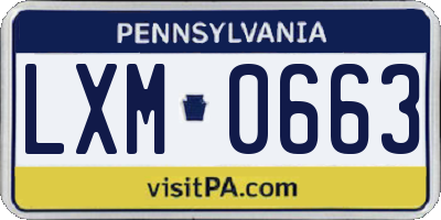 PA license plate LXM0663