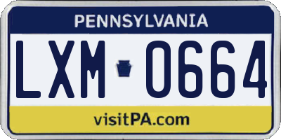 PA license plate LXM0664