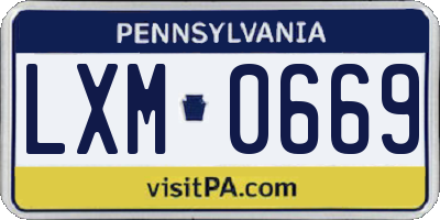 PA license plate LXM0669