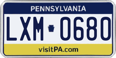 PA license plate LXM0680
