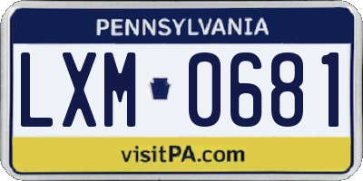 PA license plate LXM0681