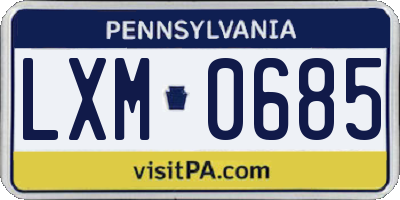 PA license plate LXM0685