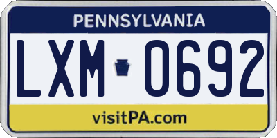 PA license plate LXM0692