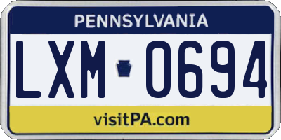PA license plate LXM0694