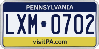 PA license plate LXM0702