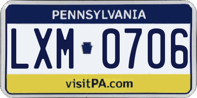 PA license plate LXM0706