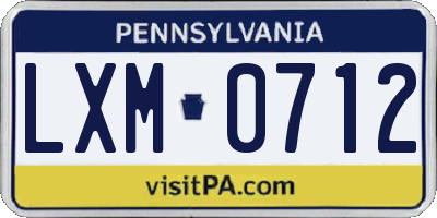 PA license plate LXM0712