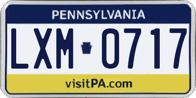 PA license plate LXM0717