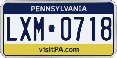 PA license plate LXM0718