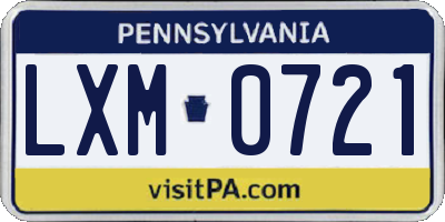 PA license plate LXM0721