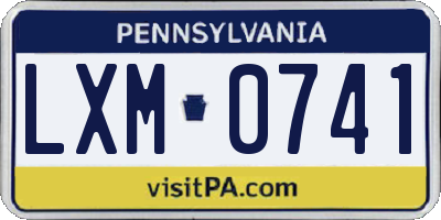 PA license plate LXM0741