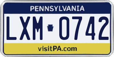 PA license plate LXM0742