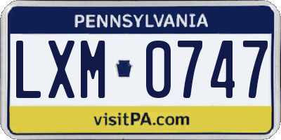 PA license plate LXM0747