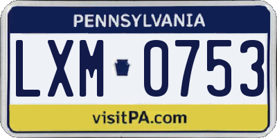 PA license plate LXM0753