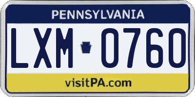 PA license plate LXM0760