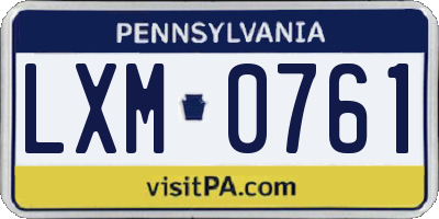 PA license plate LXM0761