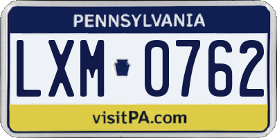 PA license plate LXM0762