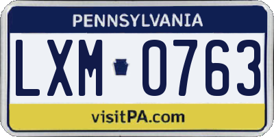 PA license plate LXM0763