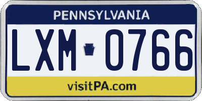 PA license plate LXM0766
