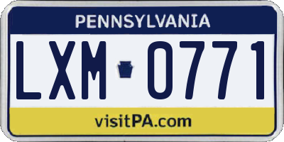PA license plate LXM0771