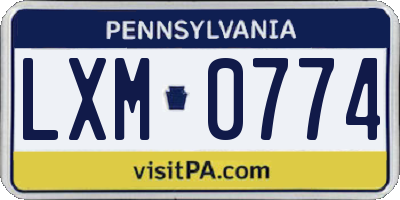 PA license plate LXM0774