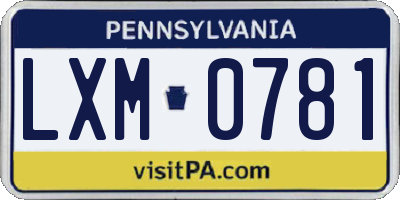 PA license plate LXM0781