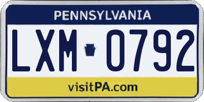 PA license plate LXM0792