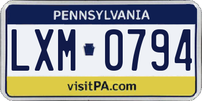 PA license plate LXM0794