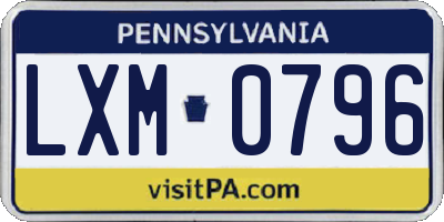 PA license plate LXM0796