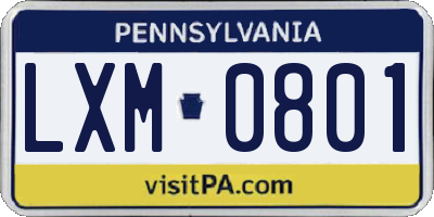 PA license plate LXM0801