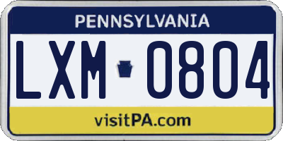 PA license plate LXM0804