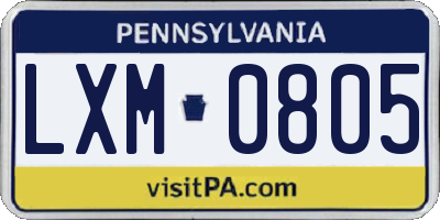 PA license plate LXM0805