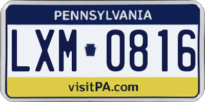 PA license plate LXM0816