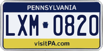 PA license plate LXM0820