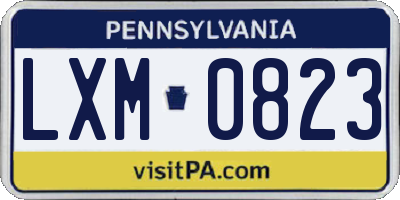 PA license plate LXM0823