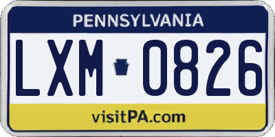 PA license plate LXM0826