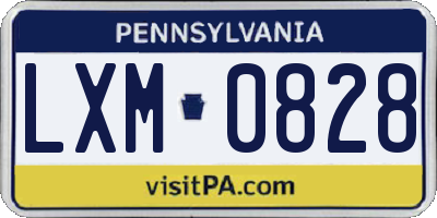 PA license plate LXM0828