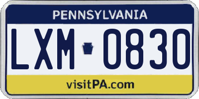 PA license plate LXM0830