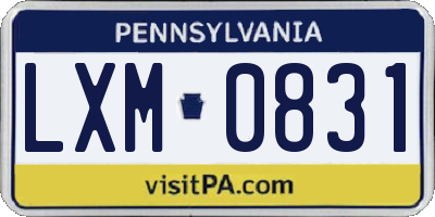 PA license plate LXM0831