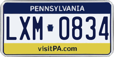 PA license plate LXM0834