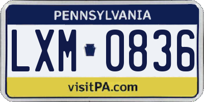PA license plate LXM0836