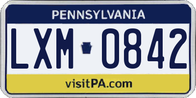 PA license plate LXM0842