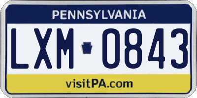 PA license plate LXM0843