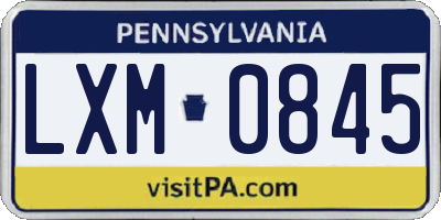 PA license plate LXM0845