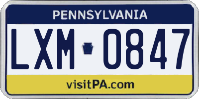 PA license plate LXM0847
