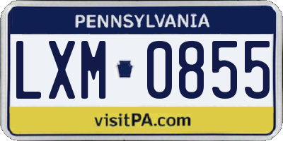 PA license plate LXM0855